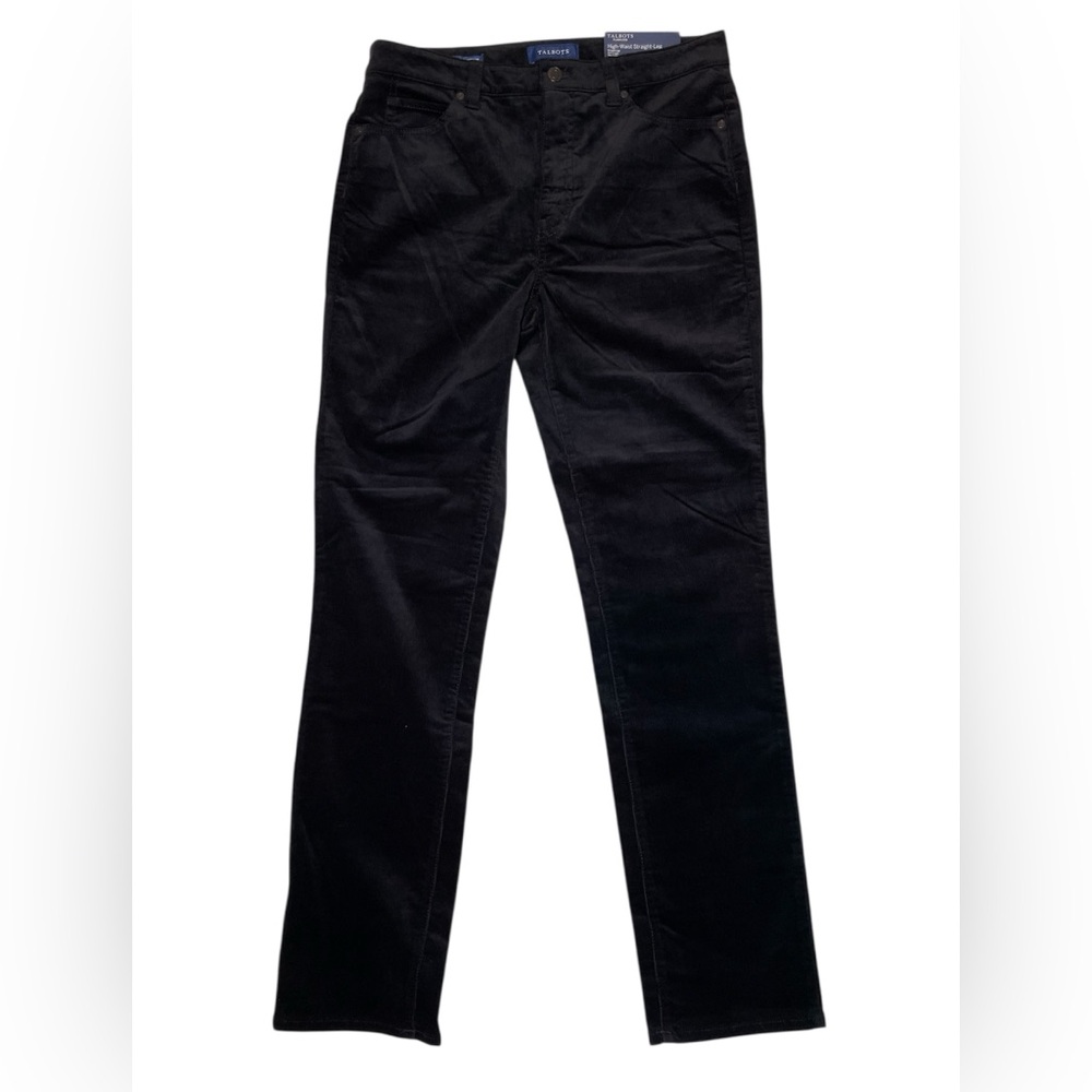 Talbots black corduroy high waisted straight leg pants